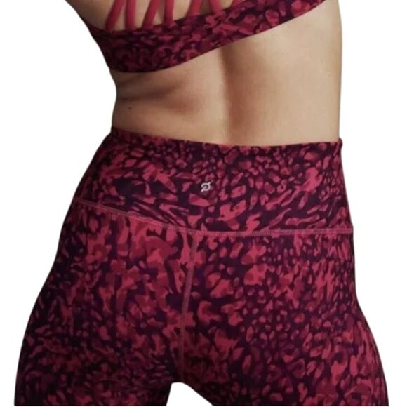 Peloton Cadent Reversible High Rise Cheetah Leggings Tights Activewear Pink XXL - Picture 5 of 5